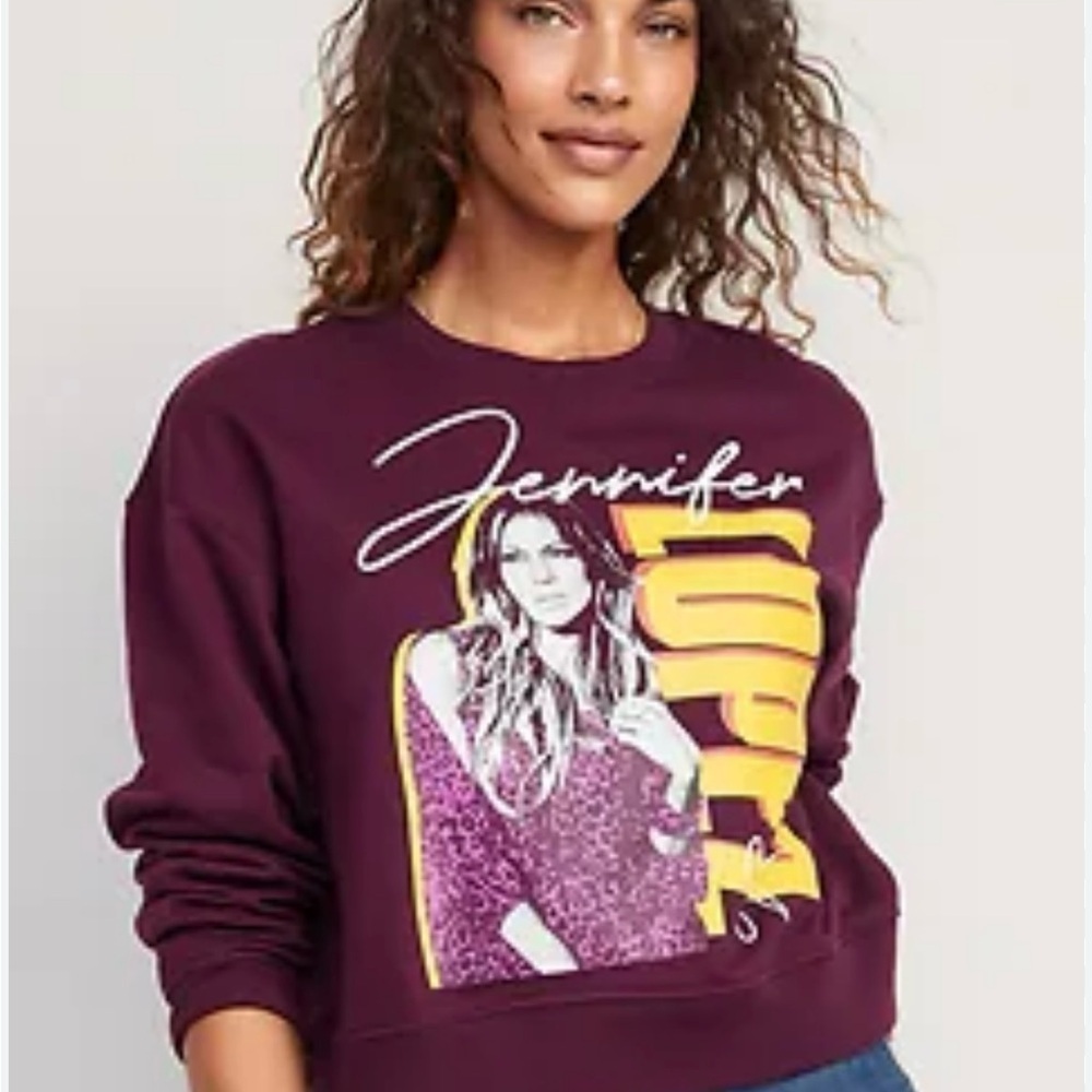 Old Navy Jennifer Lopez Cropped Sweat Shirt-Crew Neck-Dropped Sleeves-Size 4X
